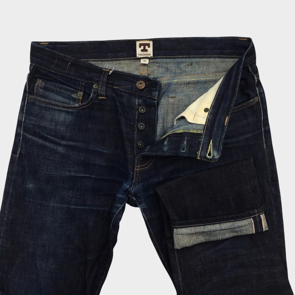 Tellason White Oak Cone Denim Selvedge Jeans Mens 33 Indigo Made in USA (FLAWS)